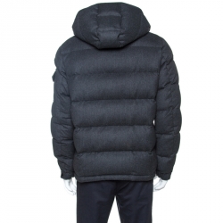 Pre Owned Moncler Grey Wool Quilted Down Hooded Montgenevre Jacket XXL