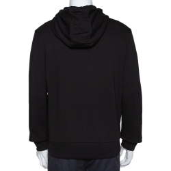 Pre Owned Moncler Black Maglia Logo Appliqued Cotton Hooded Sweatshirt L