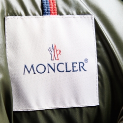 Pre Owned Moncler Olive Green Quilted Synthetic Hooded Montbeliard Jacket XL