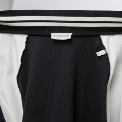 Moncler Black & White Jersey Logo Stripe Detail Bomber Jacket L