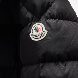 Moncler Black Nylon Fur Trimmed Hood Down Jacket L