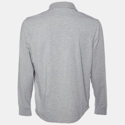 Pre Owned Moncler Grey Cotton Knit Long Sleeve T-Shirt XXL
