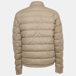 Pre Owned Moncler Beige Cashmere Logo-Patch Puffer Jacket XXL