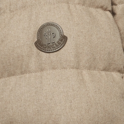 Pre Owned Moncler Beige Cashmere Logo-Patch Puffer Jacket XXL