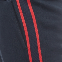 Pre Owned Moncler Navy Blue Side Striped Cotton Sweatpants M