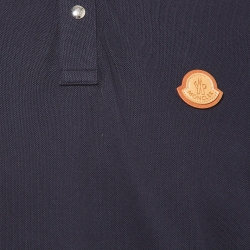 Moncler Navy Blue Cotton Pique Logo Patch Polo T-Shirt M