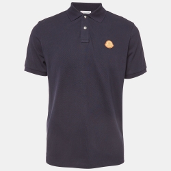 Moncler Navy Blue Cotton Pique Logo Patch Polo T-Shirt M