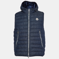 Navy Blue Cotton Quilted Puffer Vest