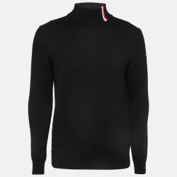 Black Wool Knit Turtleneck Sweater