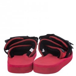 Moncler x Palm Angels x Suicoke Red/Black Fabric And Nylon Moto Slides Size 42