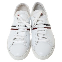 Moncler White Leather Low Top Sneakers Size 45