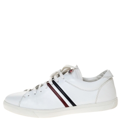 Moncler White Leather Low Top Sneakers Size 45