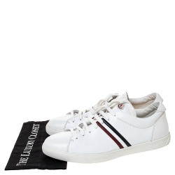 Moncler White Leather Low Top Sneakers Size 45