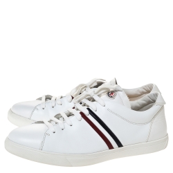 Moncler White Leather Low Top Sneakers Size 45