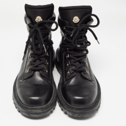 Moncler Black Lace Up Ankle Boots Size 42