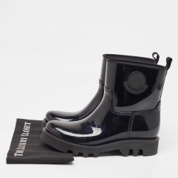 Moncler Black Rubber Rain Boots Size 40