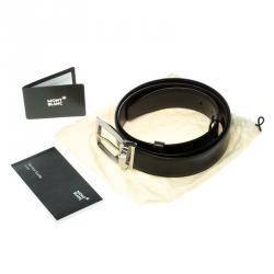 Montblanc Black/Brown Leather Reversible Buckle Belt 90 CM