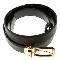 Pre Owned Montblanc Dark Brown Saffiano Leather Buckle Belt 120 CM