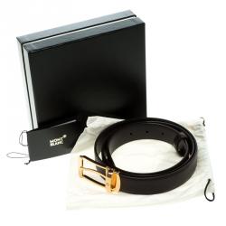 Pre Owned Montblanc Dark Brown Saffiano Leather Buckle Belt 120 CM