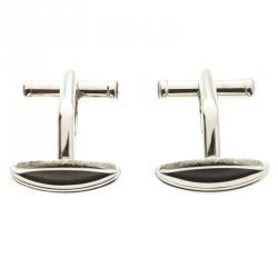 Pre Owned Montblanc L'Aubrac Wood Inlay Stainless Steel Cufflinks