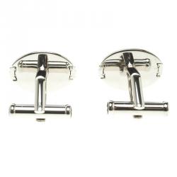 Pre Owned Montblanc L'Aubrac Wood Inlay Stainless Steel Cufflinks