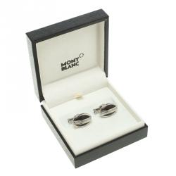 Pre Owned Montblanc L'Aubrac Wood Inlay Stainless Steel Cufflinks