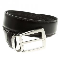 Pre Owned Montblanc Dark Brown Leather Contemporary Buckle Belt 100cm
