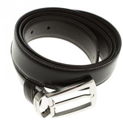Pre Owned Montblanc Dark Brown Leather Contemporary Buckle Belt 100cm