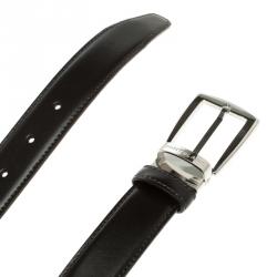 Pre Owned Montblanc Dark Brown Leather Contemporary Buckle Belt 100cm