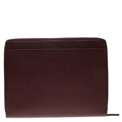 Pre Owned Montblanc Burgundy Leather Meisterstuck Zip Tablet Pouch