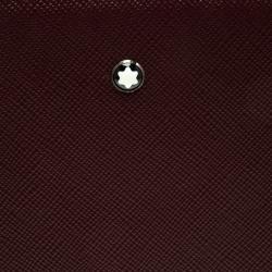 Pre Owned Montblanc Burgundy Leather Meisterstuck Zip Tablet Pouch