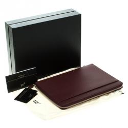 Pre Owned Montblanc Burgundy Leather Meisterstuck Zip Tablet Pouch