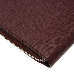 Pre Owned Montblanc Burgundy Leather Meisterstuck Zip Tablet Pouch