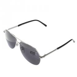 Montblanc Black/Silver MB 504T Aviator Sunglasses