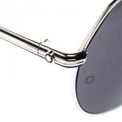 Montblanc Black/Silver MB 504T Aviator Sunglasses