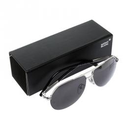 Montblanc Black/Silver MB 504T Aviator Sunglasses