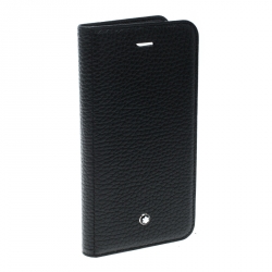 Pre Owned Montblanc Black Grain Leather Flipside Iphone 8 Case