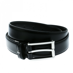 Pre Owned Montblanc Black Leather Classic Line Buckle Belt 105 CM