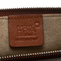 Pre Owned Montblanc Brown Leather Meisterstuck Zip Tablet Pouch