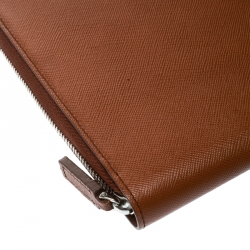 Pre Owned Montblanc Brown Leather Meisterstuck Zip Tablet Pouch
