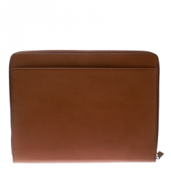 Pre Owned Montblanc Brown Leather Meisterstuck Zip Tablet Pouch
