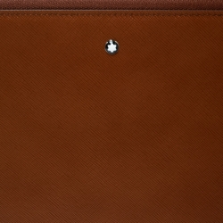 Pre Owned Montblanc Brown Leather Meisterstuck Zip Tablet Pouch