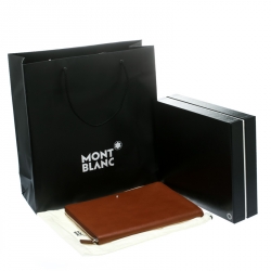 Pre Owned Montblanc Brown Leather Meisterstuck Zip Tablet Pouch