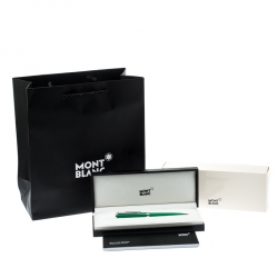 Pre Owned Montblanc Green Resin Platinum Finish Ballpoint Pen 