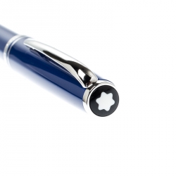 Pre Owned Montblanc Blue Resin Platinum Finish Ballpoint Pen 