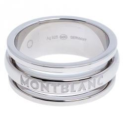 Montblanc Three Ring Motif Silver Men's Band Ring Size 68