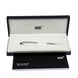 Pre Owned Montblanc StarWalker White Ceramics Doué Silver Tone Ballpoint Pen