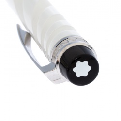 Pre Owned Montblanc StarWalker White Ceramics Doué Silver Tone Ballpoint Pen