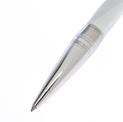 Pre Owned Montblanc StarWalker White Ceramics Doué Silver Tone Ballpoint Pen