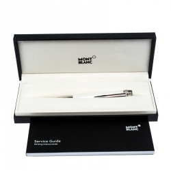 Pre Owned Montblanc StarWalker White Ceramics Doué Silver Tone Ballpoint Pen